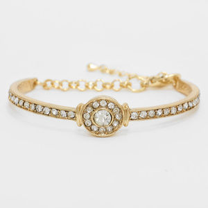 Gold Tone Rhinestone Pave Cuff Evening Bracelet